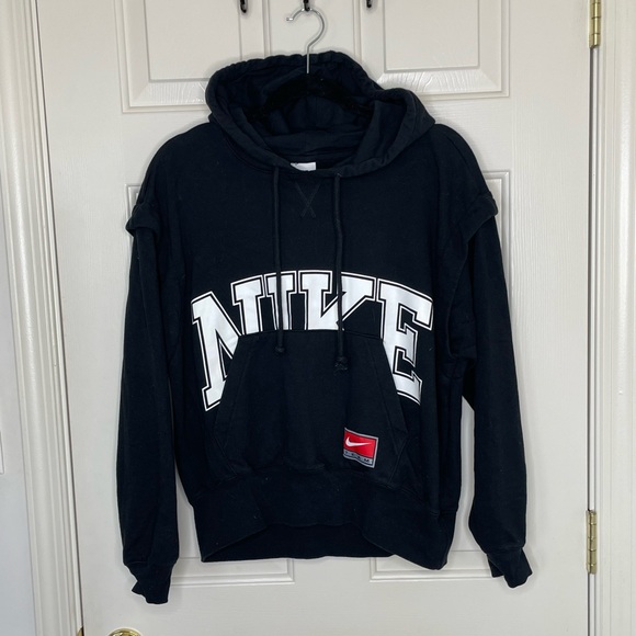 Nike Tops - Nike Black Oversized Hoodie XS | Bold Arch Logo Pullover | Streetwear Essential